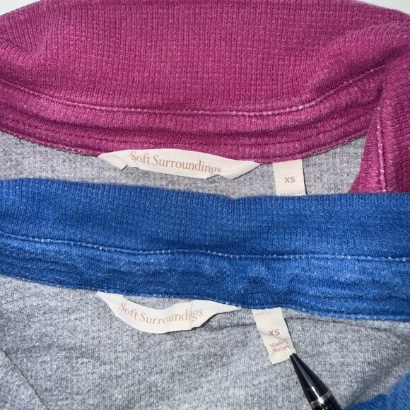 Soft Surroundings Womens XS Button-Up Waffle Knit Shirts Blue & Pink Cotton - Picture 8 of 9